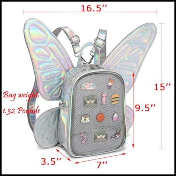 Butterfly Wing Ita Backpack with Detachable Straps and Pin Display Window main image 6